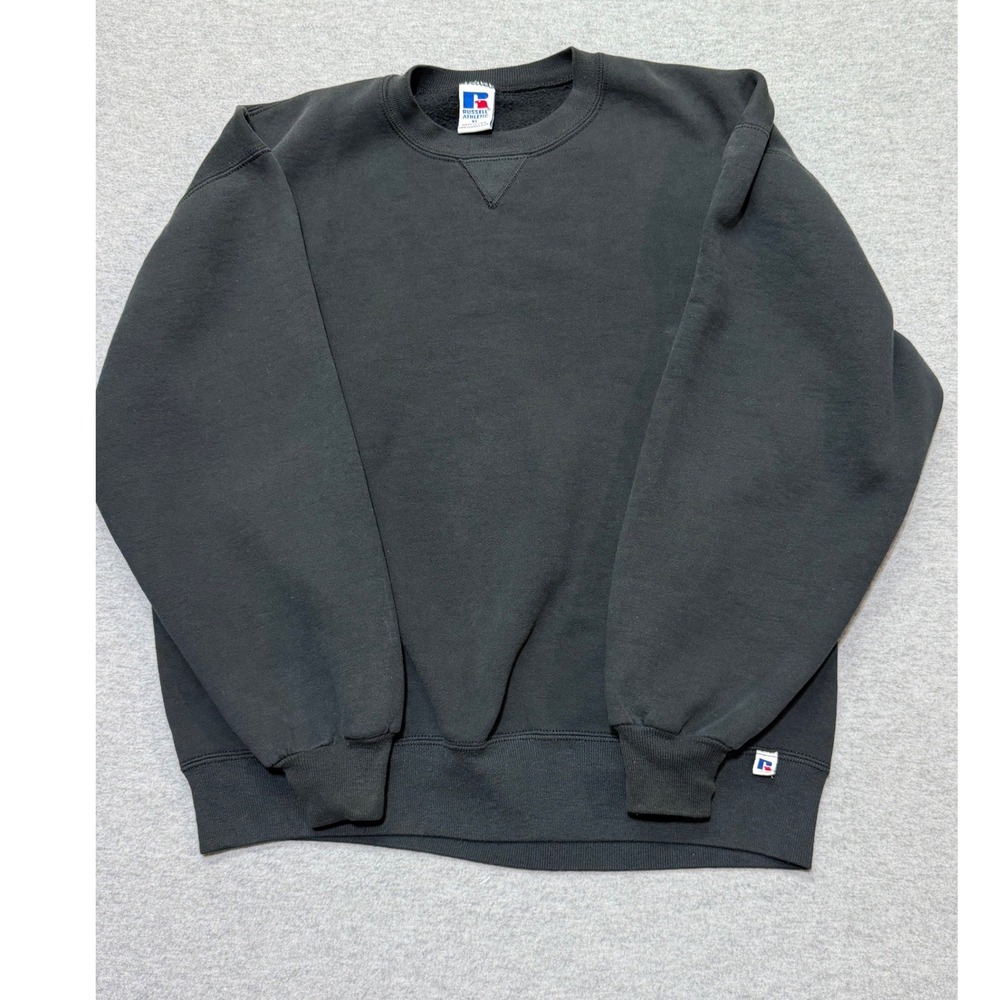 Vintage Russell Athletic Sweatshirt Mens XL Black V-Stitch Pullover Made in USA